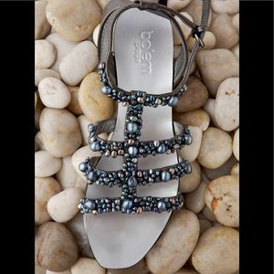 NWT Bo’em Ariel Pearl Beaded Sandal, Indigo sz 41
